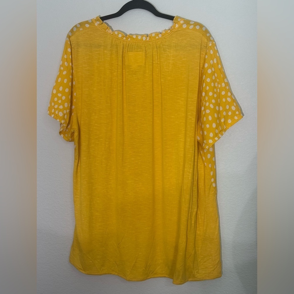 NEW WITH TAGS Evy’s Tree The Amber Blouse, Yellow White Polka Dot Blouse, 1X - Picture 10 of 10